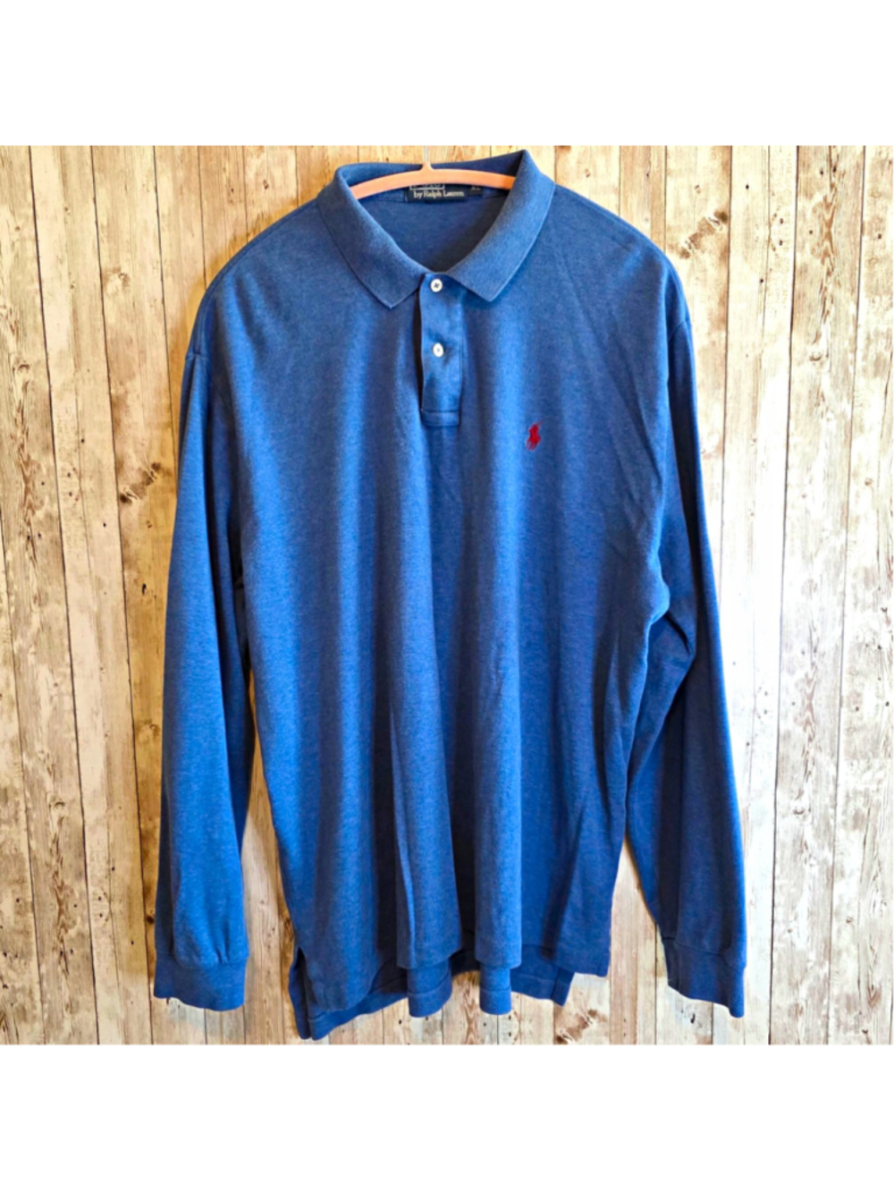 Polo Ralph Lauren Men's XL Blue Long Sleeve Solid Cotton Knit Polo Shirt